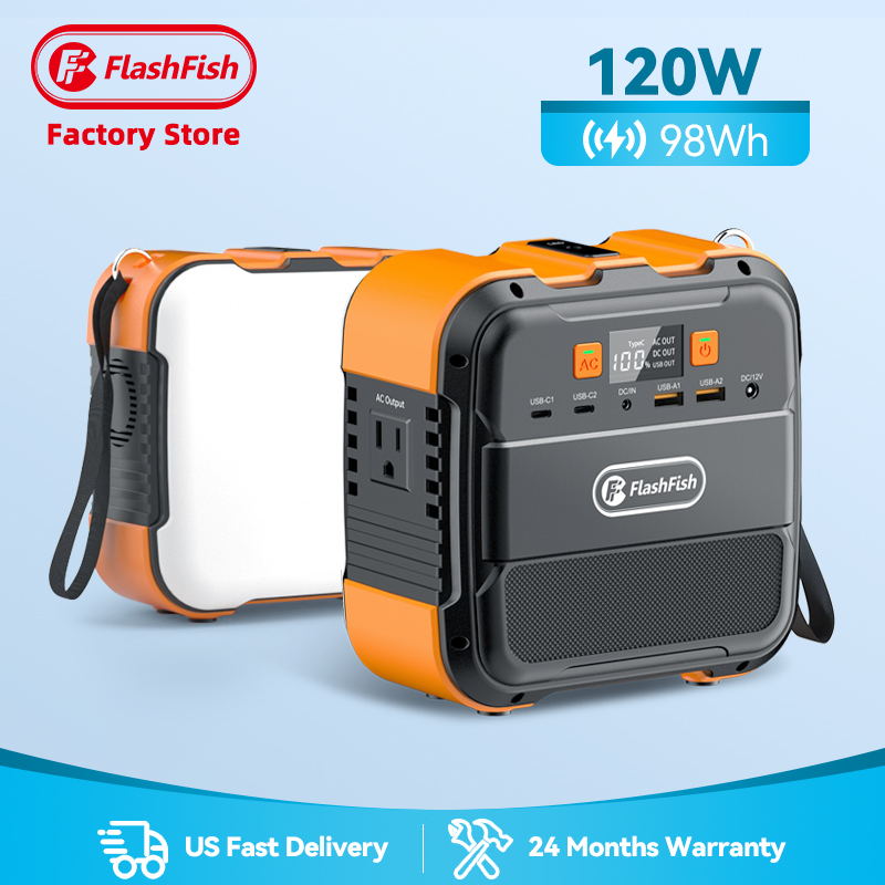 Flashfish Hot Selling Laddningsbatteri 120 Watt Solar Generator Banks Supply 120W Bärbar kraftstation för utomhusbruk