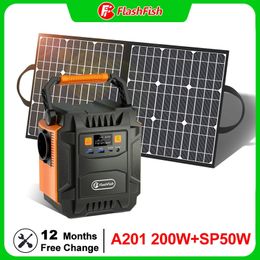 Flashfish Solar Generator 200W draagbare krachtcentrale 230V EU Socket 172Wh met 50W draagbaar zonnepaneel 18V Solar Charger Kit