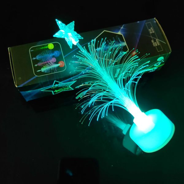 Clignotant créatif coloré brillant arbre de noël jouets électroluminescents led flash fibre optique stands d'arbre chauds