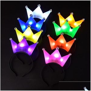 Accessoires de tresse de cheveux clignotants 10/20/30 pièces LED lumineuse Colorf bande de couronne lumineuse bandeau scintillant chapeaux fournitures de concert Hap Dhg8J