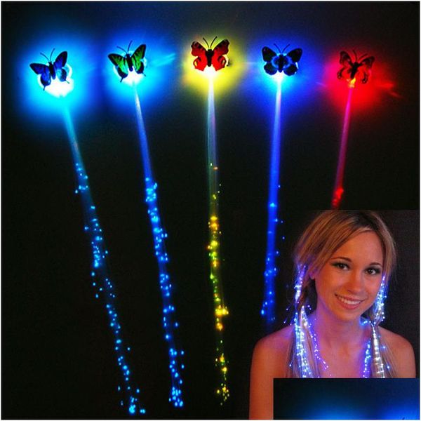 Clignotant cheveux tresse papillon LED brillant lumineux épingle à cheveux nouveauté cheveux ornement filles lumière jouets fête cadeau de noël goutte livrer Dhlpd