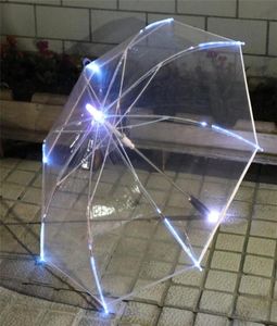 Knipperende LED Lumineuze overkoepelende transparant Clear Rain Light Umbralla Girls Women Wedding Partij Lichten Lichten String Zomer kinderen GI9450119