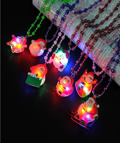 Colliers de vacances de Noël lumineux clignotants pour enfants Décorations d'arbre de Noël du Père Noël LED Fournitures de cadeaux de Noël 12 pièces en 6048936