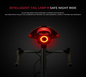 Lampe de poche pour le vélo de la lumière arrière de frein automatique Montagnes LED de charge USB Bike Poste de selle Tail Vierge Back Light Acce8827180