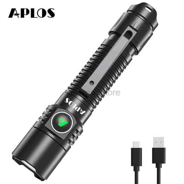 Lampes de poche APLOS T02 torches rechargeables lampes de poche tactiques LED 18650 SFT40 1800lm ATR indicateur de puissance USB-C IP68 EDC éclairage de camp 240122