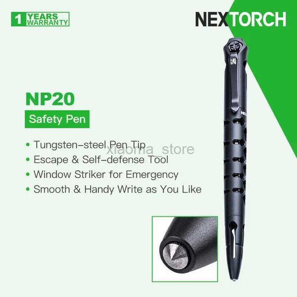 Lampes de poche Nextorch NP20 stylo tactique/sécurité avec pointe de stylo en acier au tungstène quille recharge de pression d'air creuse pour l'écriture d'auto-défense 240122