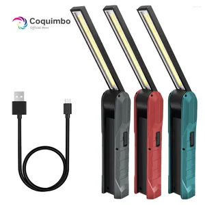 Lampes de poche Torches 1/2pcs voiture avec aimant COB lampe de travail portable USB LED rechargeable lumière crochet d'inspection multifonction