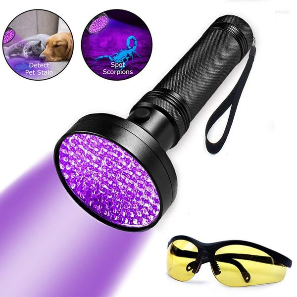 Lampes de poche Torches 100 LED UV Blacklight Super Bright 10 W 395 Nm Violet Ultra Main Lampe Torche Lumière Pour L'argent Punaises De Lit