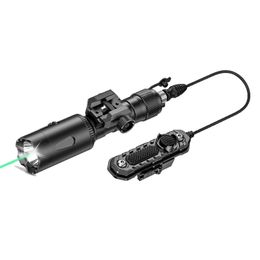 Zaklampen fakkels 1000 lumen tactische zaklamp met groene bundel laser vizier led licht combinatie lang pistool licht met externe schakelaar voor picatinny rail 0109