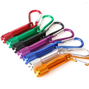 Zaklampen Zaklampen 100 stks/partij Mini LED Karabijnhaak Bergbeklimmen Gesp Zaklamp Clip Sleutelhanger Camping Wandelen Glare Zaklamp