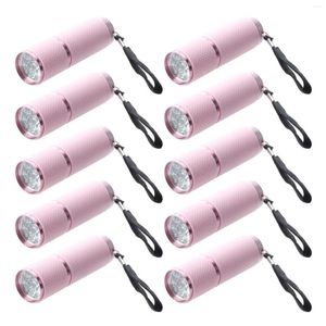 Lampes de poche Torches 10X Mini torche extérieure à 9 LED avec revêtement en caoutchouc rose