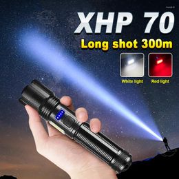 Zaklampen fakkels 12000 lumens super xhp70 led fakkel hoog vermogen 18650 USB oplaadbare lantaarn tactisch flitslicht