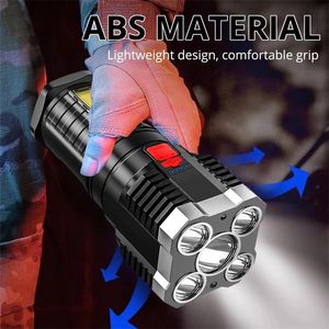 Linternas antorchas 1200Mah Super brillante multifunción impermeable de largo alcance foco USB COB para pesca al aire libre/Camping