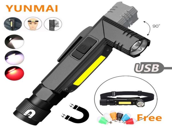 Lampes de poche Torches 15000LM Main Tactique Double Carburant Clip Rotatif À 90 Degrés Rechargeable Super Lumineux 5 Modes Torche LED O4791582