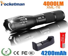 Zaklampen fakkels 2021 LED 18650 Torch waterdicht oplaadbare T6 4000Lm 5 Mode Zoombaar licht voor 3x of 3 7V batterij1294O6311200