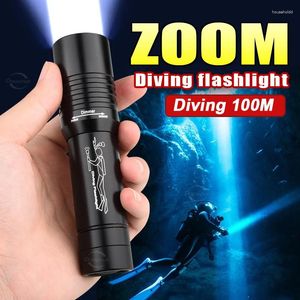 Zaklampen Zaklampen 2024 Wit Licht Led Duikduiker 100M Zaklamp Xm-L T6 Zaklamp Helderheid Waterdichte Onderwaterlamp 1000Lm Lantaarn