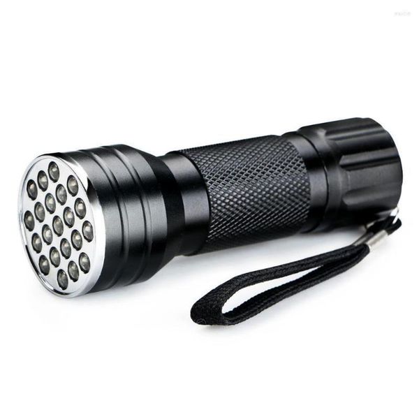 Linternas Antorchas 21 LED con cuerda Mini antorcha Detección Pesca nocturna Interruptor de clic Aleación de aluminio Joyería Batería Powered UV Drop de Ot3D6