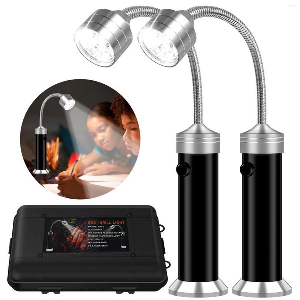 Linternas Antorchas 2 unids Parrilla Luz BBQ con luces LED ultrabrillantes Base magnética 360 grados Cuello de cisne flexible ajustable