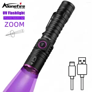 Zaklampen Zaklampen 365nm UV-zaklamp Draagbaar Ultraviolet Zoombaar Violet Licht Huisdier Urine Schorpioen Detector Detectie van fluorescerend middel