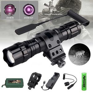 Linternas Antorchas 501B LED Linterna táctica infrarroja Zoomable Visión nocturna Antorcha de caza Linternas impermeables recargables IR 850nm / 940nm L221014