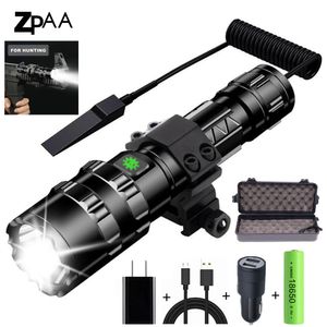 Linternas Antorchas 65000LM Linterna LED profesional para la caza Juego de luces de explorador nocturno táctico L2 Fish Light USB Recargable Antorcha impermeable 230801