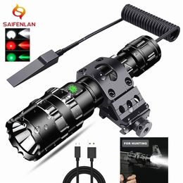 Linternas Antorchas 65000Lums Linterna LED profesional para la caza Táctica Scout Antorcha Luces L2 USB Recargable LED Impermeable Fishlights 220930