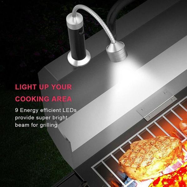 Lampes de poche Torches 9 Led Bbq Grill Light Base Magnétique Barbecue Pliable Extérieure W5O7 Tuyau Combinaison De Travail