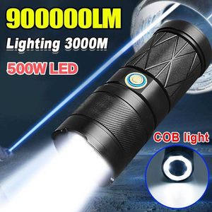 Flashlights Torches 900000Lm Bright 500W zaklamp met USB -oplaad XHP360 Ultra krachtige zaklamp Telescopische zoom zoom torch lamp lamp 0109