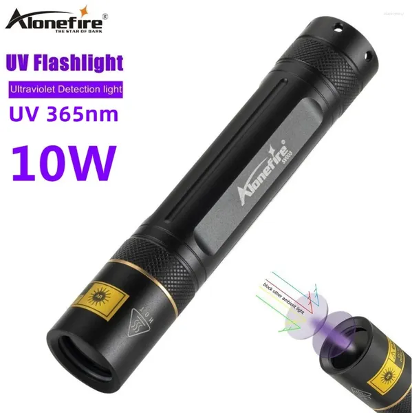 Linternas Antorchas AloneFire SV003 LED Linterna UV 10W Escorpión Luz ultravioleta Detector de dinero Manchas para mascotas Marcador de caza Antorcha del inspector