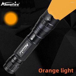 Zaklampen Zaklampen Alonefire TK503 Oranje Geel Licht LED Tactische Zaklamp Zaklamp Zoombare Zelfverdediging Draagbare Lantaarn Campinglamp