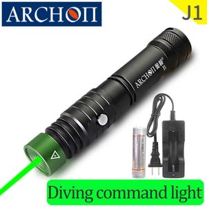 Flashlights Torches Archon J1 Coaching Duiklichtduik Command Green Beam Torch onder water 100m Krachtige Tactical Green Beam Instructor Flashlight 0109