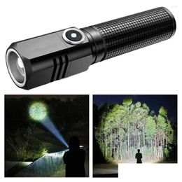 Zaklampen Zaklampen Cam Oplaadbaar Superhelder Ipx45 Waterdichte verlichtingsmodi Mini-zaklamp Noodgevallen Led Drop Delivery Sport Outdoo Dhmed