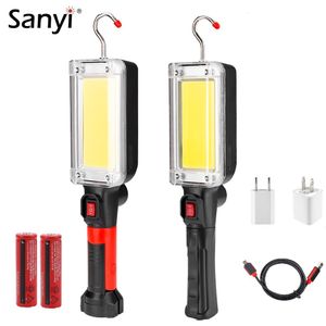 Lampes de poche Torches COB LED Lampe de Travail Cob Projecteur 700LM USB Rechargeable 18650 Lampe de Poche Led Portable Magnétique Lampe de Travail Crochet Clip Pour Camp 230625