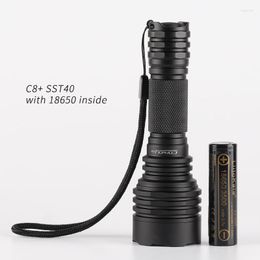 Flashlights Torches Convoy C8 met Luminus SST40 SFT40 DTP-bord en AR-gecoat in 1 pcs 18650 Lithium Battery