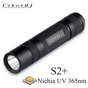 Linternas Antorchas Convoy S2 Plus Nichia UV 365nm Antorcha Linterna Detección de agente fluorescente Ultravioleta Ultravioleta Alta Potente Fash