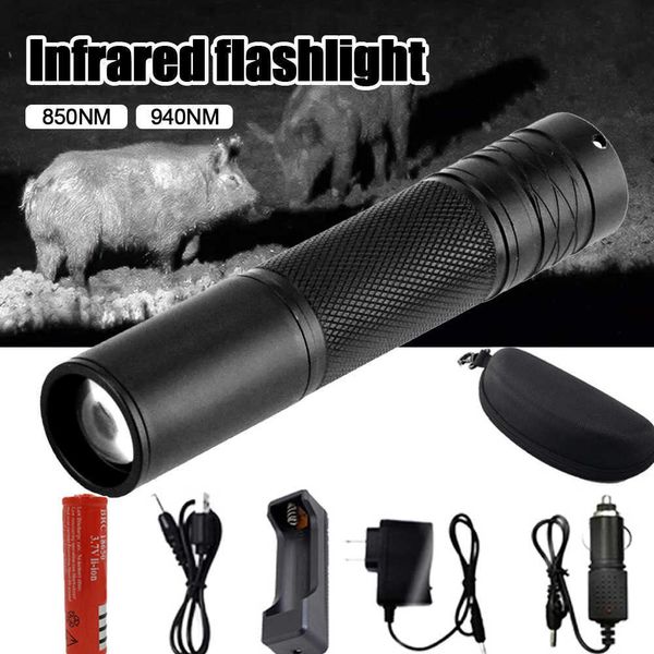 Lampes de poche Torches E2 850nm / 940nm Lampe de poche infrarouge Mise au point réglable Zoomable Lampe torche de chasse IR Infrarouge Radiation Light Dispositifs de vision nocturne P230517