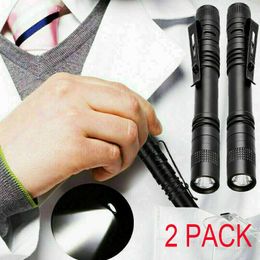 Zaklampen fakkels e5 2x tactische led mini zaklamp kleine led vissen camping fakkel licht lantaarn super heldere penlight pen fakkel pocket liner p230517