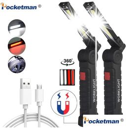 Zaklampen Zaklampen Zaklampen Zaklampen 15000Lm Tra Heldere werklamp Cob Led Magnetisch 5 modi USB oplaadbare zaklamp Waterdicht Dh62S