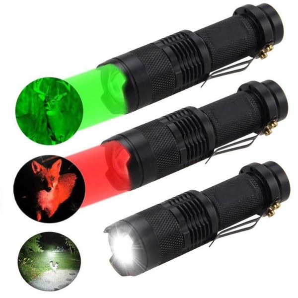 Lampes de poche Torches Lampes de poche Torches C5 LED 670Nm Faisceau rouge Lumière Vue Cadeau Vert Bleu Torche Lampe Lanterne contre la détérioration DH5Et