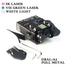 Zaklampen Zaklampen Full Metal DBAL A2 Groene Laser Sight Advance 2 Visible IR Dual Beam Aiming PEQ 15A Infrarood Licht Airsoft 230726