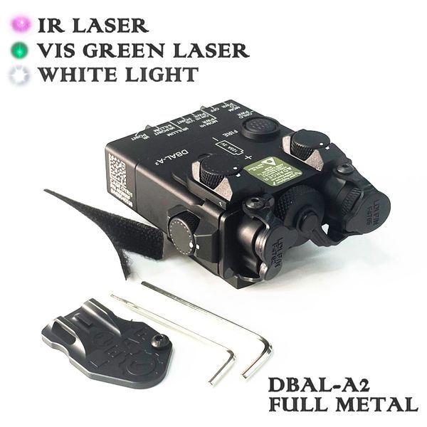 Lampes de poche Torches Full Metal DBAL A2 Green Laser Sight Advance 2 Visible IR Dual Beam Aiming PEQ 15A Infrared Light Airsoft 230726