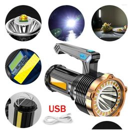 Torches de lampes de poche Torches à haute puissance 1200000000lm LED Super Bright Torche USB lampe rechargeable à main portable main