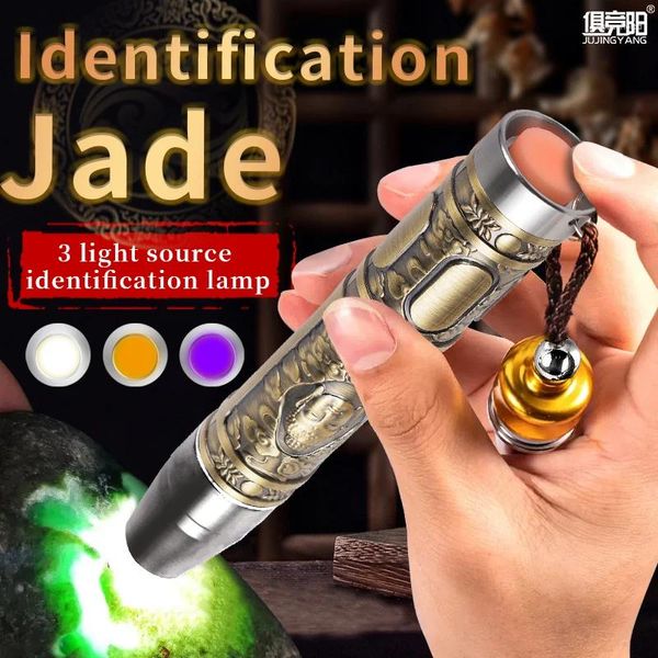 Linternas Antorchas Destacando Identificación Jade Iluminado Linterna De Tres Colores Luz Fuerte Lámpara De Carga Detección De Gemas Uv 365