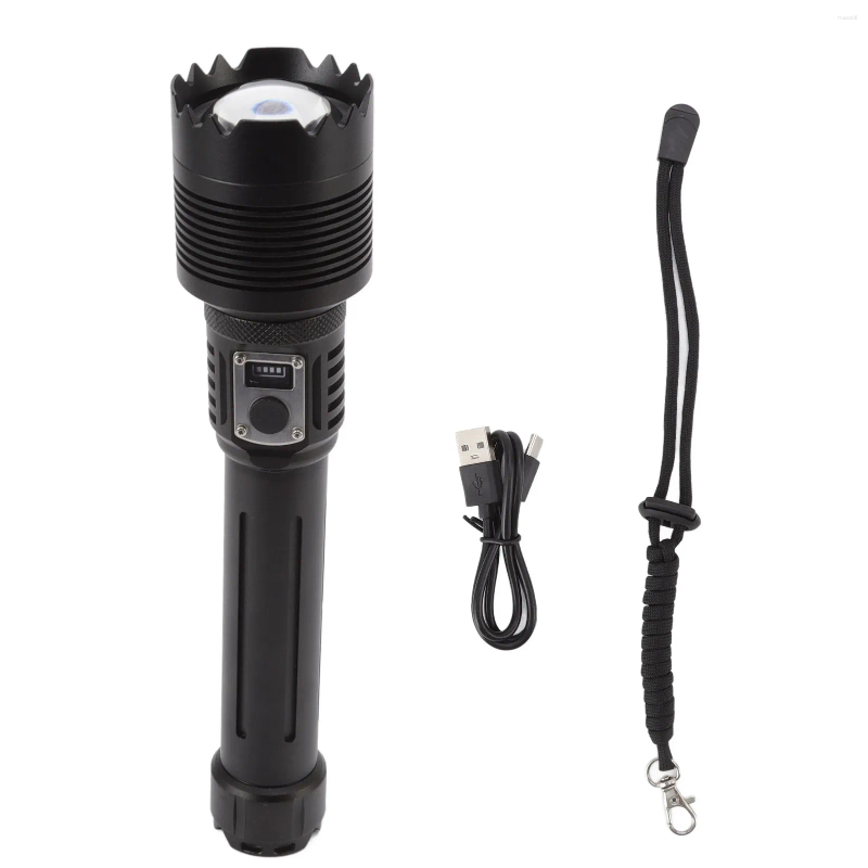 Flashlights Torches LED 6000LM Aluminum Alloy XHP360 5 Lighting Modes Chip Power Display With USB Cable For Hiking