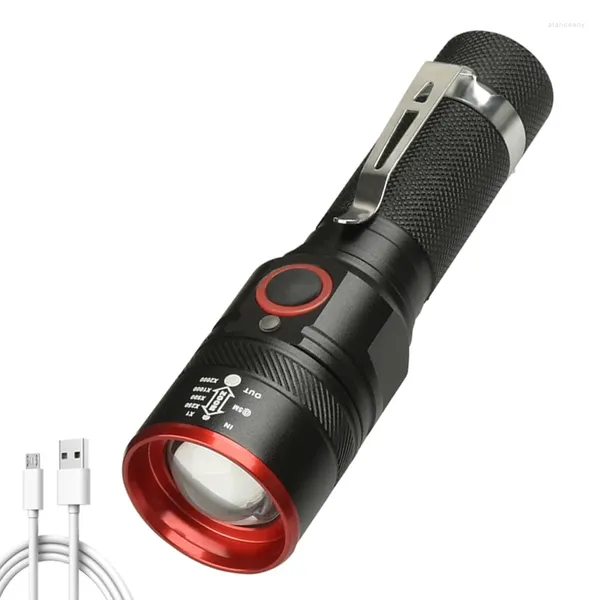 Linternas Antorchas Linterna LED XM-L T6 Luz de bicicleta USB Recargable 18650 Antorcha de batería 3000lm Aluminio Impermeable Linterna de 3 modos para