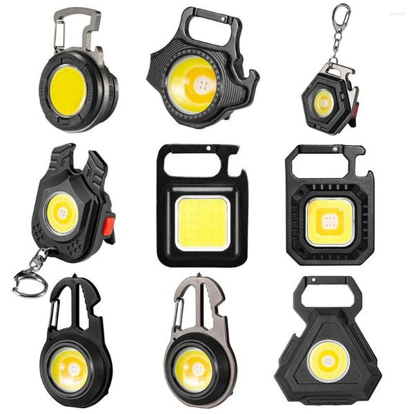 Lampes de poche Torches Porte-clés LED Clip de poche portable USB Lampe torche rechargeable Aimant Escalade Lumière Lanterne