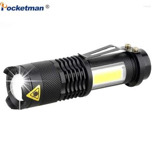 Linternas Antorchas LED Portátil Mini Q5 COB Zoom 4 Modos Antorcha Uso 14500 Batería Linterna de iluminación a prueba de agua