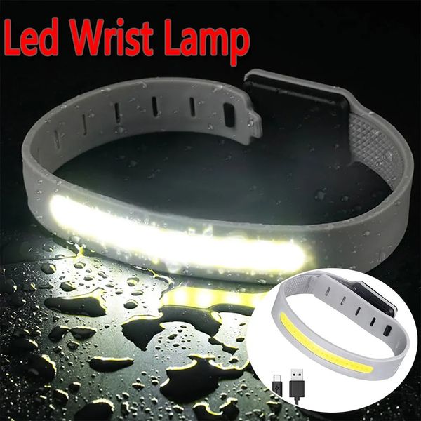 Linternas Antorchas Lámpara de muñeca LED Tipo C USB Recargable COB LED Brazalete Luz 500LM Noche Correr Senderismo Camping IPX4 Linterna impermeable 231118