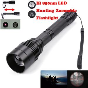 Zaklampen Fakkels Lange Range Infrarood 10W IR 850 NM T50 LED Jacht Licht Nacht Vision Torch 18650 Camping Zoombaar