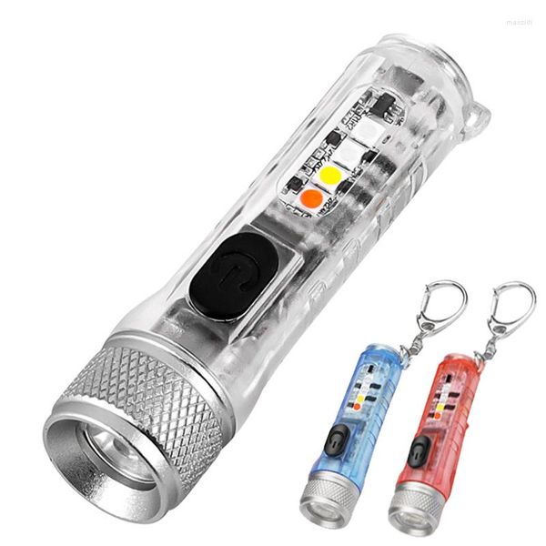 Lampes de poche torches Mini porte-clés LED Portable poche travail lumière USB Rechargeable lampe Fluorescent magnétique avertissement Camping